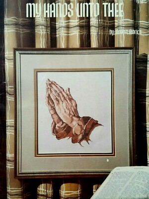 Robert Aldrich MY HANDS UNTO THEE cross stitch 14pg booklet '81 Christian 8chart