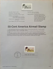 USPS First Day of Issue Souvenir Page 50-cent America Airmail Stamp 1991