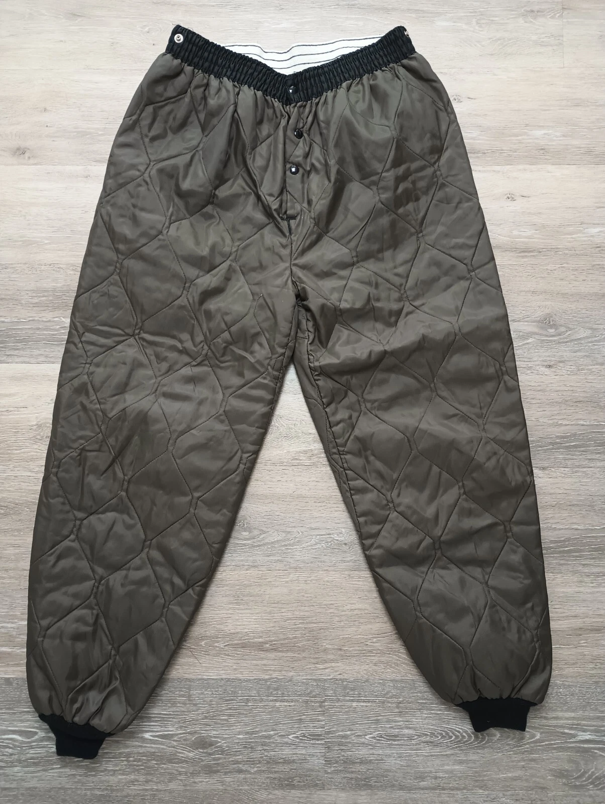Quilted Nylon Pants vtg 60s 70s Brown Winter joggers insulated outdoor Hunting M