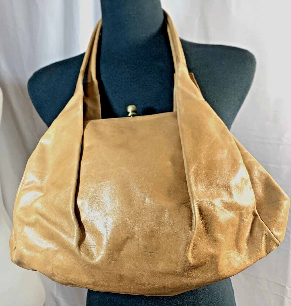 Small Tan Leather Hobo Bag - Slouchy Shoulder Purse