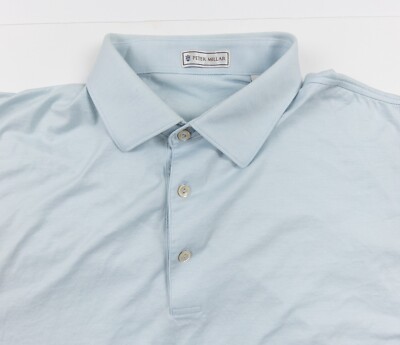 Peter Millar Polo Shirt Mens Large Blue Golf Tartan Burlingame