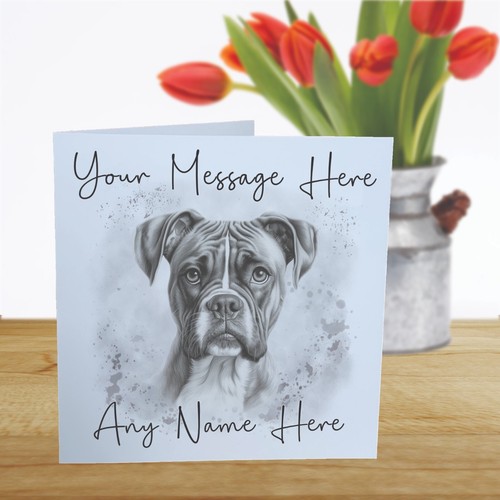 Personalised Boxer Dog Card, Hand Drawn Sketch Art, Custom Card for Dog Lovers - Picture 17 of 17