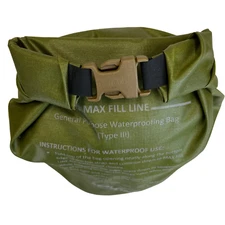 Used Serviceable USMC Olive Drab Seal Line Dry Bag w/Coyote Buckle*mocinc.1982*