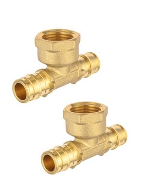 Pack of 2 Expansion Brass Fittings 1/2 Pex X 1/2 Female NPT Adapter Tee, ASTM...
