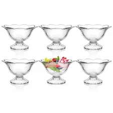 Ice Cream Bowl Set of 6, 8.5oz Glass Dessert Bowls, Ice Cream Cups for Sundae...
