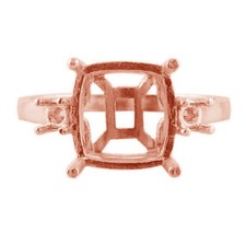 Semi Mount Cushion 9.25X9.75MM Faceted Cut Ring Sterling Silver