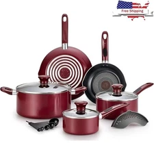 Nonstick Cookware Set W/ Thermo-Spot 14 Pieces Dishwasher Safe Kitchen Set New