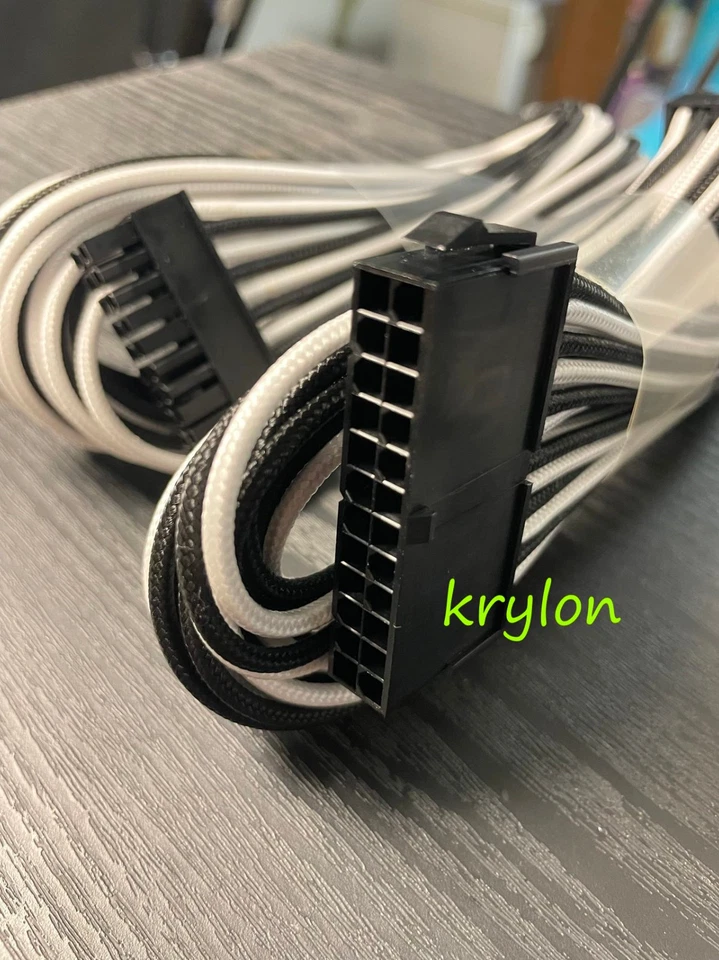 LOT 2 Phanteks 24 pin ATX Motherboard Power Sleeved Extension Cable 500mm 20in - Image 2 of 3