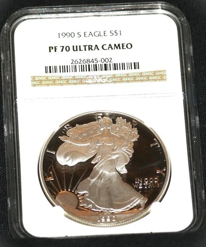 1990 S   American Silver Eagle NGC Graded PF 70 Ultra Cameo