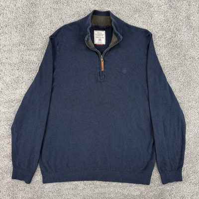Fat Face Quarter Zip Sweater Men s XL Navy Cotton Cashmere British