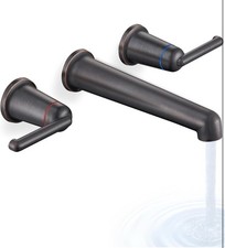 BLACK Wall Mount Bathroom Faucet Widespread 3 Holes Brass Vessel Faucet NEWBLACK