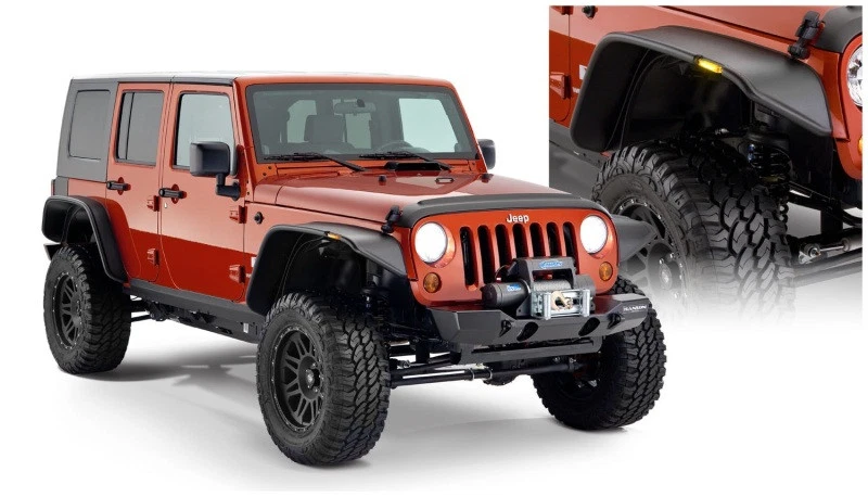 Guardabarros Bushwacker 10918-07 estilo plano para Jeep Wrangler 07-18 Foto 2 de 4
