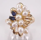 3Ct Round Cut White Genuine Pearl Vintage Engagement Ring 14K Yellow Gold Plated