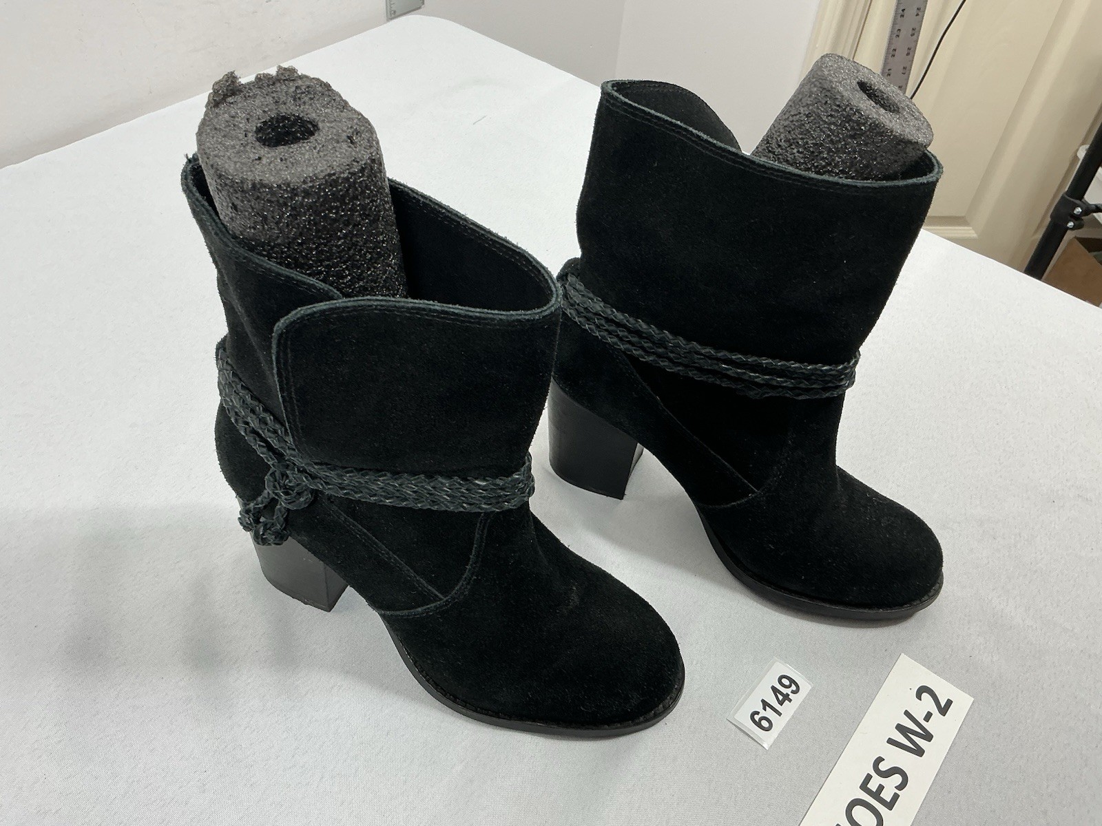 Womans Splendid Pullon Ankle Boots 7 M Black Block Heel 