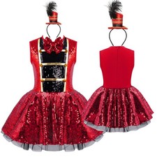 Girls Jumpsuit Training Leotard Sequins Dress Themed Costumes Carnival Circus