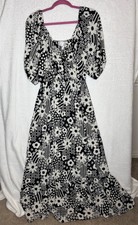 ASOS wrap bodice button up skirt with pep hem midi dress in monochrome floral 6