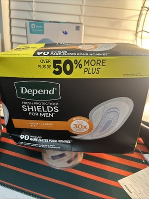 Depend Shields Incontinence Pads for Men, Light Absorbency, One Size, White 