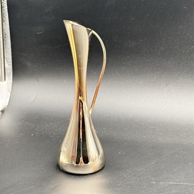 MCM Leonard 7.5'' Silver Plated Slender Pitcher Bud Vase Handle Japan Vtg