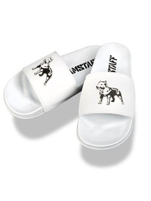 Amstaff Dogs Bay Sandalen Herren Damen Unisex Bade Latschen Schlappen Weiß
