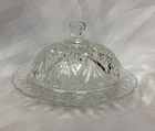 Anchor Hocking MCM Prescut Pineapple Glass Domed Cheese Butter Dish 7" Vintage