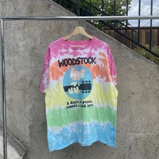Men's Liquid Blue Tie Dye Tee 2XL Woodstock Retro Rock Music Festival Rainbow