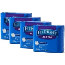 Case of 80 FitRight Ultra Protective Unisex Adult Underwear Diapers Size Medium
