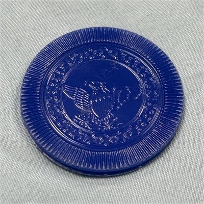 Bakelite Blue Casino Chip Token with Eagle Design - Single Chip/Token