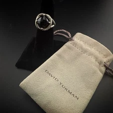 David Yurman Sterling Silver Ring Infinity Albion Onyx Black 11mm size 7 Bag