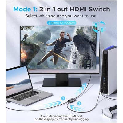 Bidirectional 2x1 HDMI Switcher Splitter 4K@60Hz