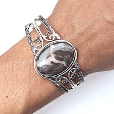 Septerian Jasper Gemstone Ethnic Jewelry Cuff Bracelets 7''Adjustable