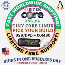 TinyCore Linux OS ISO ALL VERSIONS 64BIT USB-DVD, LIVE-FULL BOOT, MAC PC
