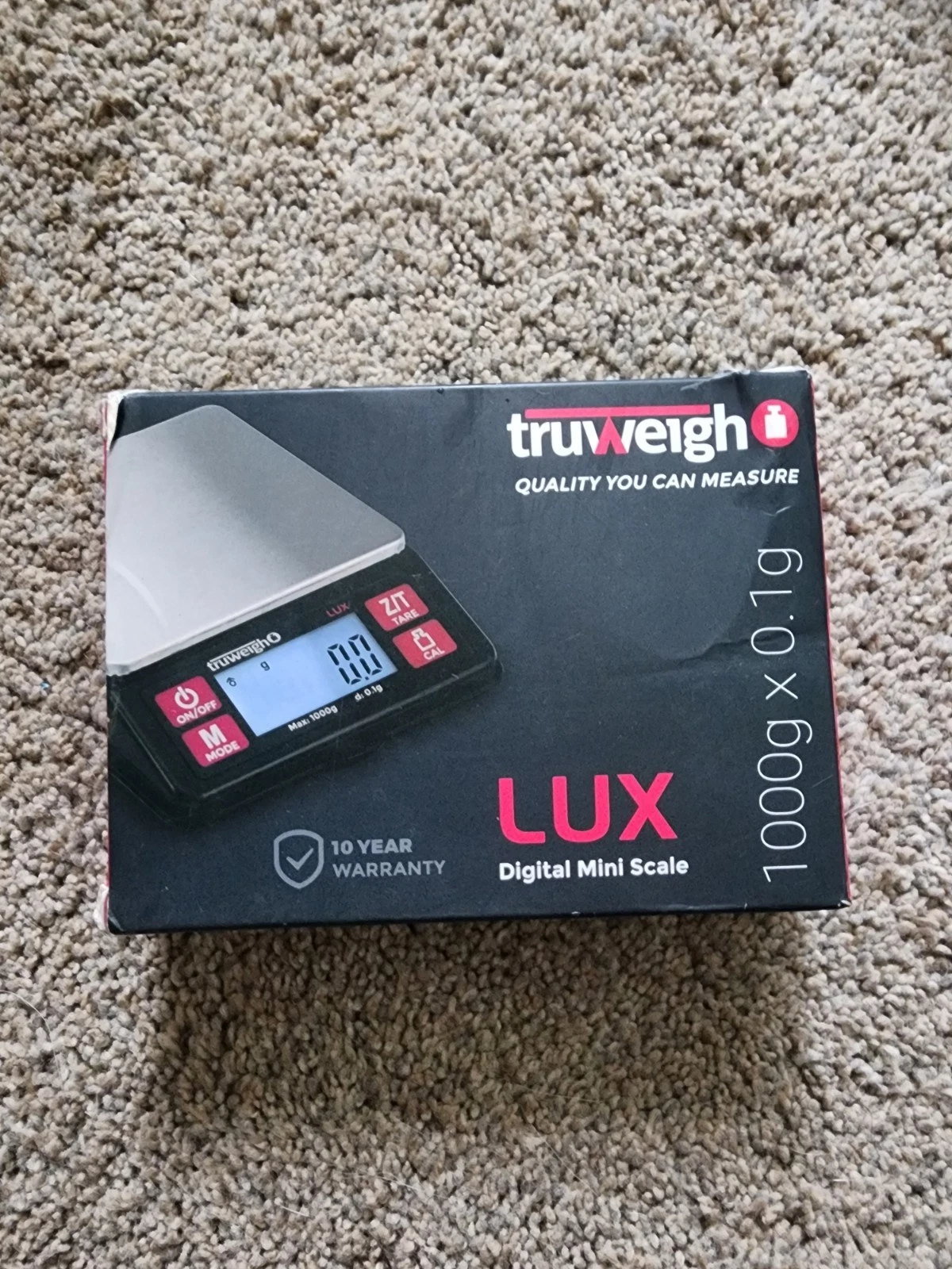 LUX Digital Mini Scale (1000g x 0.1g, Black/Red) - Digital Kitchen Scale - Di...