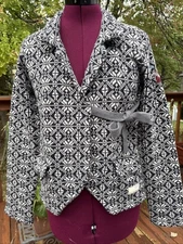 Odd Molly  Knit Fair Isle Wool Sweater Wrap Tie Cardigan Anthropologie Small