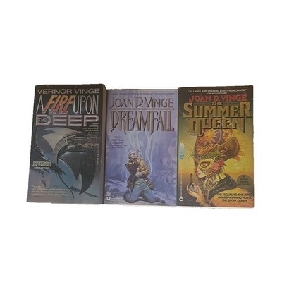 Lot of 3 Vintage Vernor Vinge & Joan D. Vinge Fantasy Sci-Fi Paperback Books