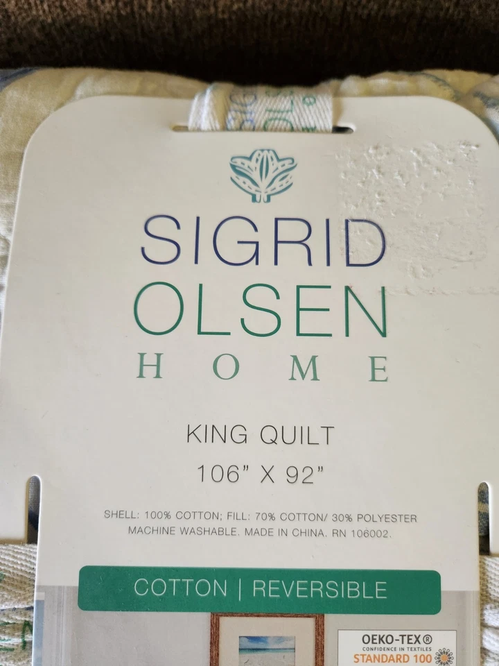 Sigrid Olsen King Quilt Comforter Beach Shells Coral Sand Dollar 106"x92" NWT - Image 3 of 4