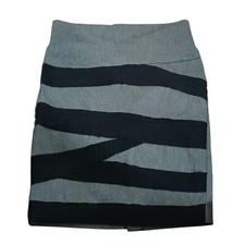 Spring Street L Vintage Y2K Colorblock Pencil Skirt Gray Black USA Made Retro