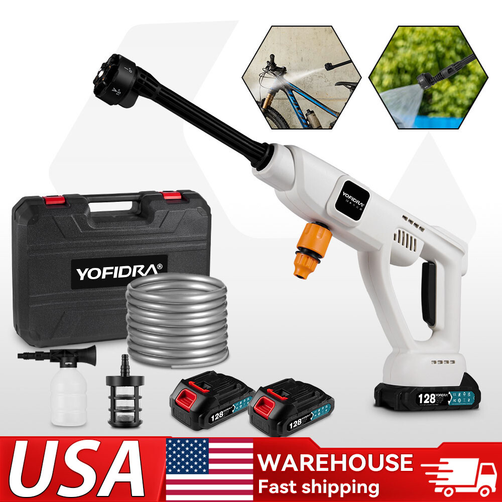 1450PSI Portable Cordless Electric High Pressure Water Spray Gun With 2 Battery