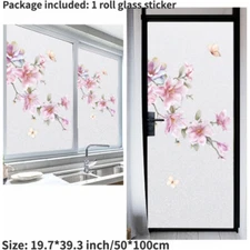 Static Cling Privacy Window Film Floral Sticker Frosted Glass 19.7 39.3