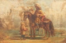 Tommaso De BELLY (Cagliari 1820–1878) Cavalieri prima della battaglia cm 20x30