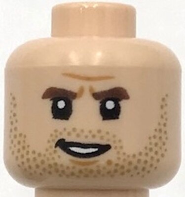 Lego New Minifigure Head Dual Sided Dark Brown Eyebrows Dark Tan