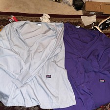 Cherokee Scrub Jacket Women Purple Long Sleeve Button Front Workwear size Med