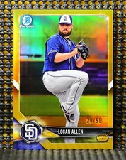 LOGAN ALLEN -- 2018 BOWMAN CHROME DRAFT GOLD REFRACTOR    #ED/50 