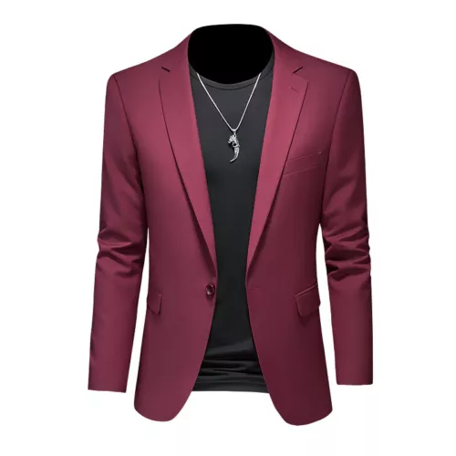 Men's Jacket Suit Blazer Slim-Fit Suit Wedding Business Dress Casual Suit Tops - Picture 5 of 31