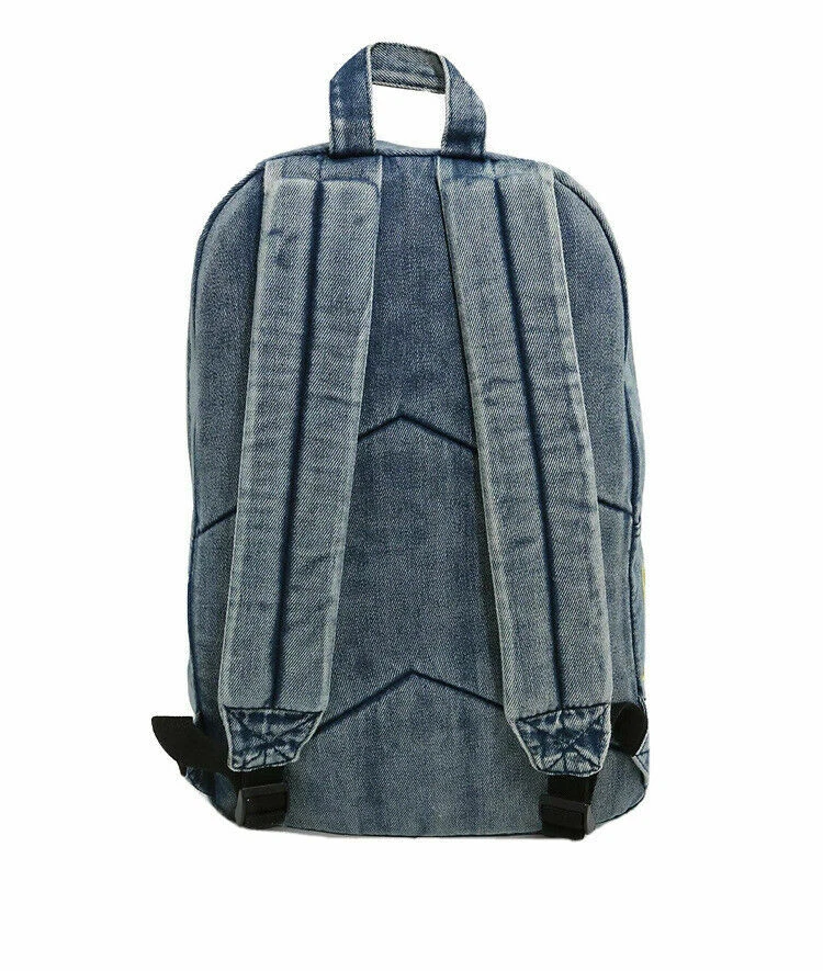 New Loungefly Wonder Woman Denim Backpack Bag WW84 Patches Blue Jean Book Bag