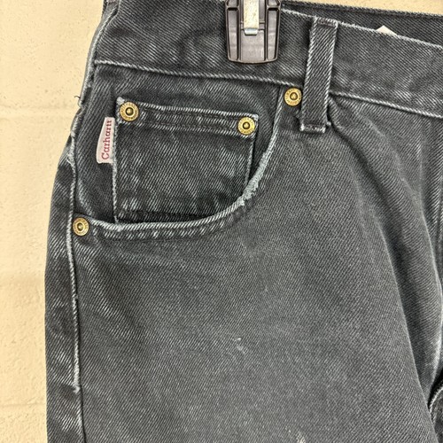 Vintage Carhartt B161 Black Denim Straight Leg Jeans Workwear 38x30 Distressed - Picture 3 of 20