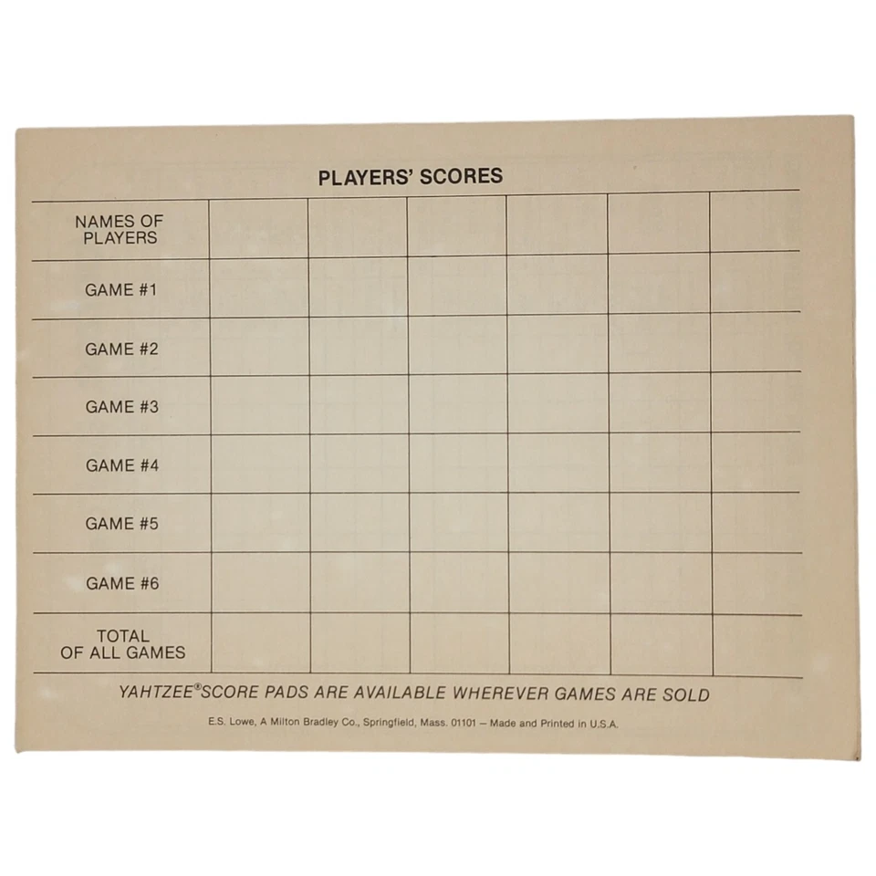 The Original Yahtzee Score Cards E6100 - Milton Bradley 1982 - Image 3 of 4