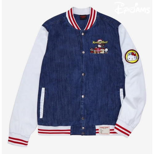 Sanrio Kawaii Mart Denim Varsity Jacket Size L