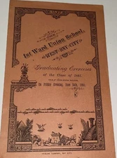 Rare Antique Victorian West Bay City Michigan Union School Grad Program! C.1881!