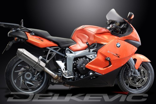 BMW K1300S 2009-2016 Delkevic Slip On 13" Tri-Oval Stainless Exhaust Muffler Kit - Picture 3 of 4