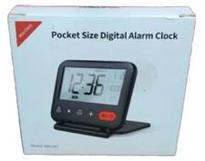 Digital Travel Alarm Clock for Bedroom Office: Small LCD Desk Clock Pocket Size
